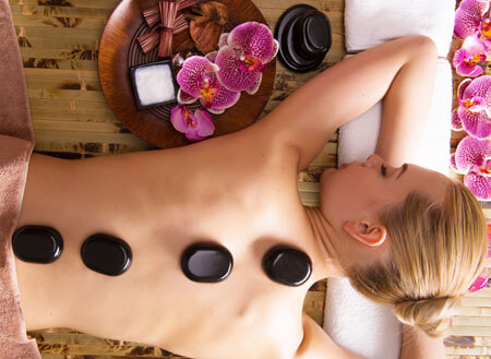 Package for stone massage with skin cleaning and a mask at \